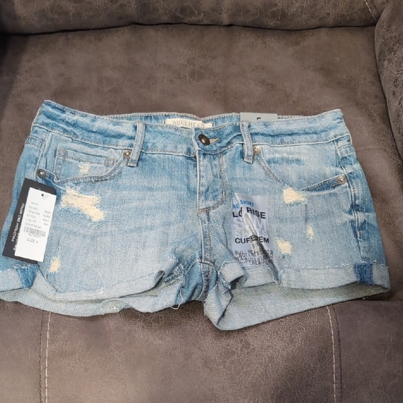 Pac Sun Bullhead Light Blue Distressed Women's Shorts - Picture 1 of 5